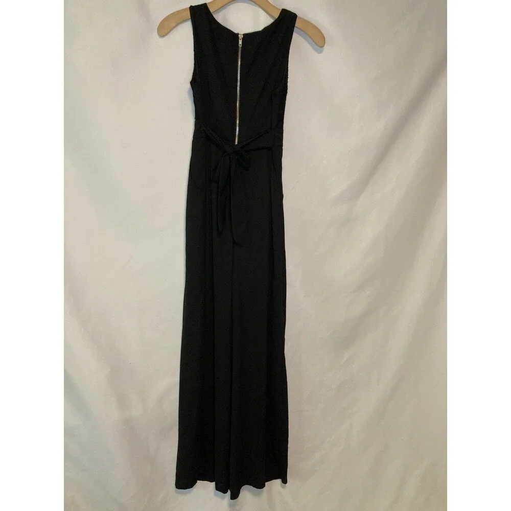 Women's Jumpsuit Black Lace S Sz 3 Sleeveless Wide Leg Romper Tie Gothic Chic